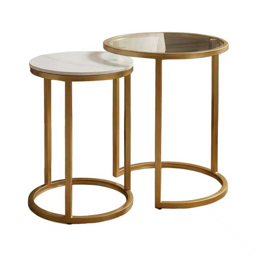 Salzburg s/2 marble/glass side tables
