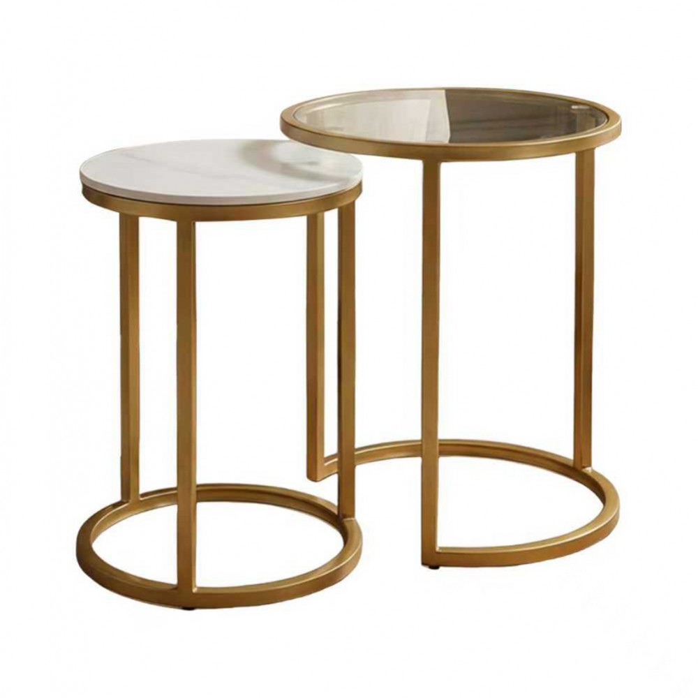 Salzburg s/2 marble/glass side tables