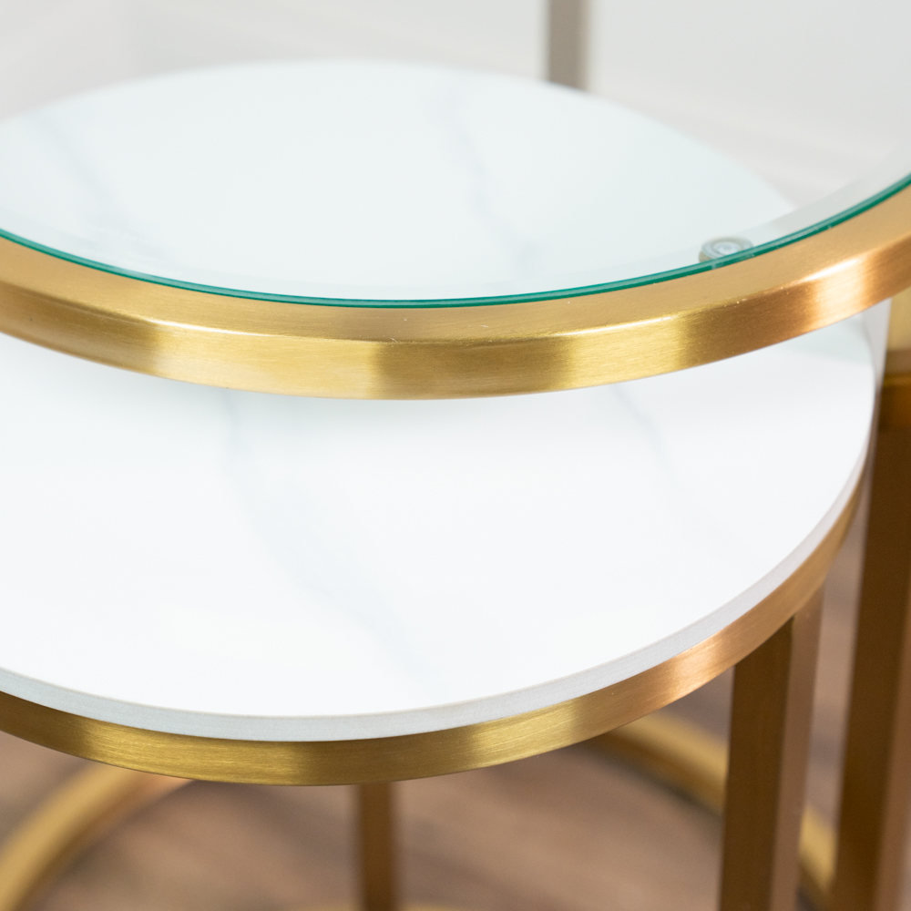 Salzburg s/2 marble/glass side tables