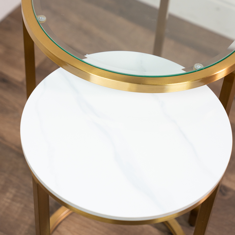 Salzburg s/2 marble/glass side tables