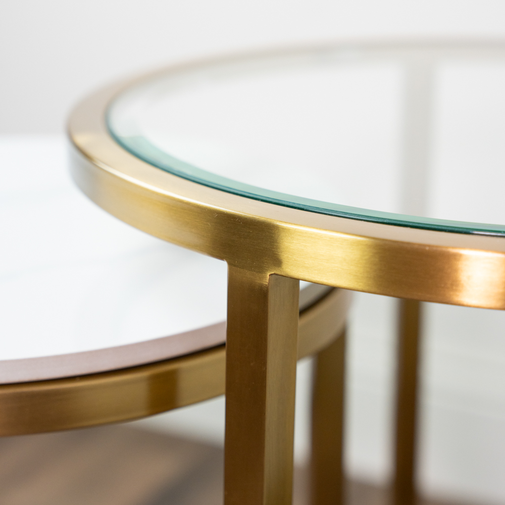 Salzburg s/2 marble/glass side tables