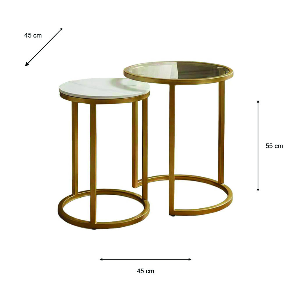 Salzburg s/2 marble/glass side tables