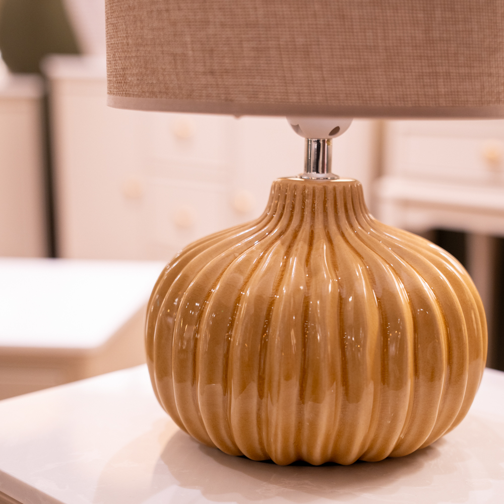 Dakota ceramic lamp muted yellow 35cm