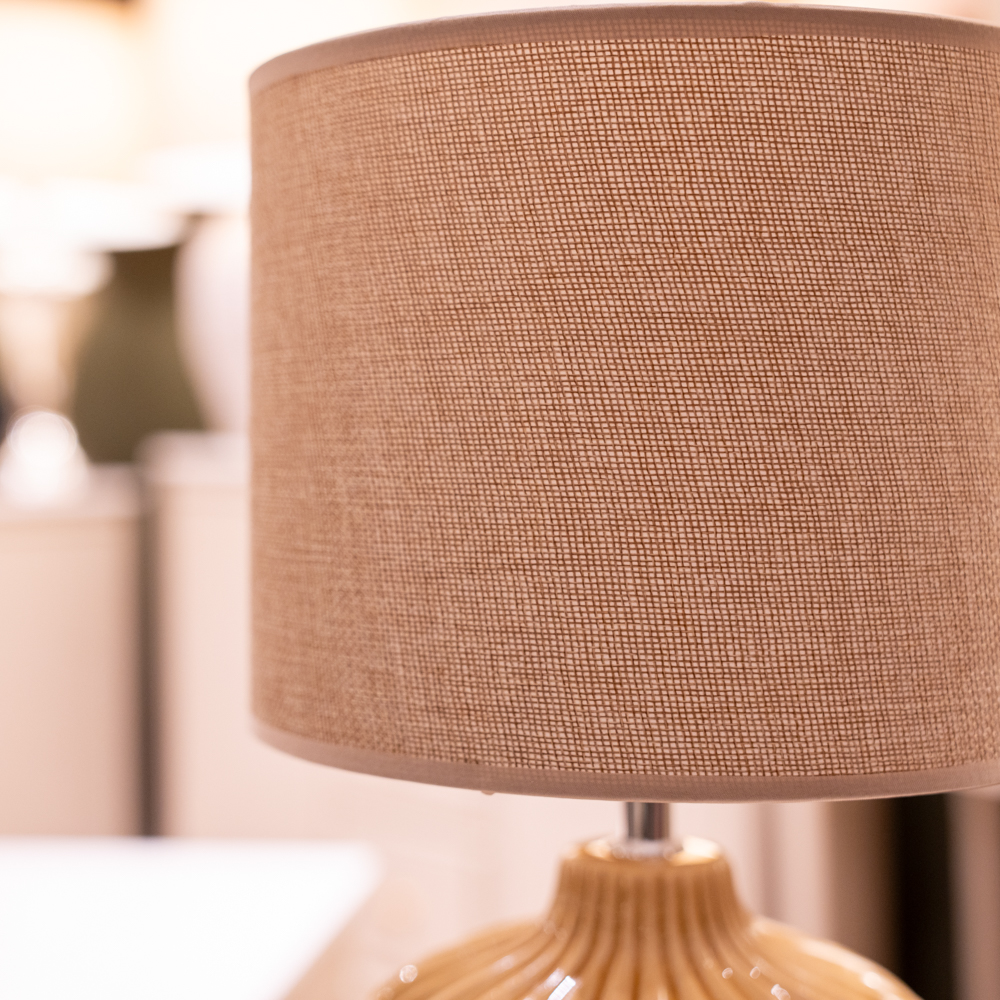Dakota ceramic lamp muted yellow 35cm