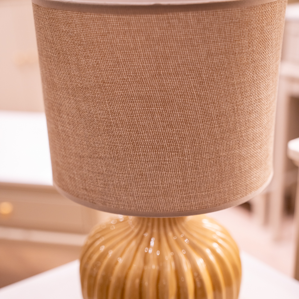 Dakota ceramic lamp muted yellow 35cm