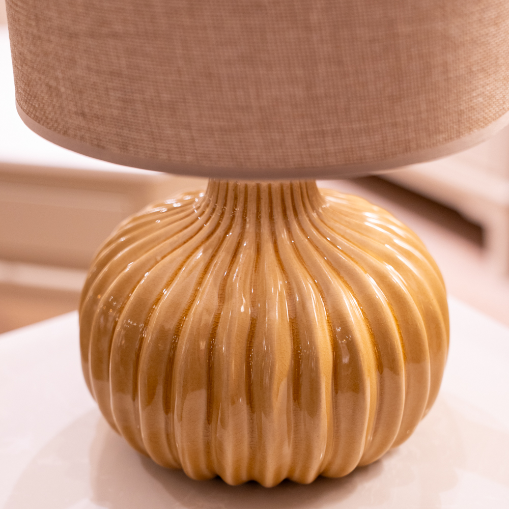 Dakota ceramic lamp muted yellow 35cm