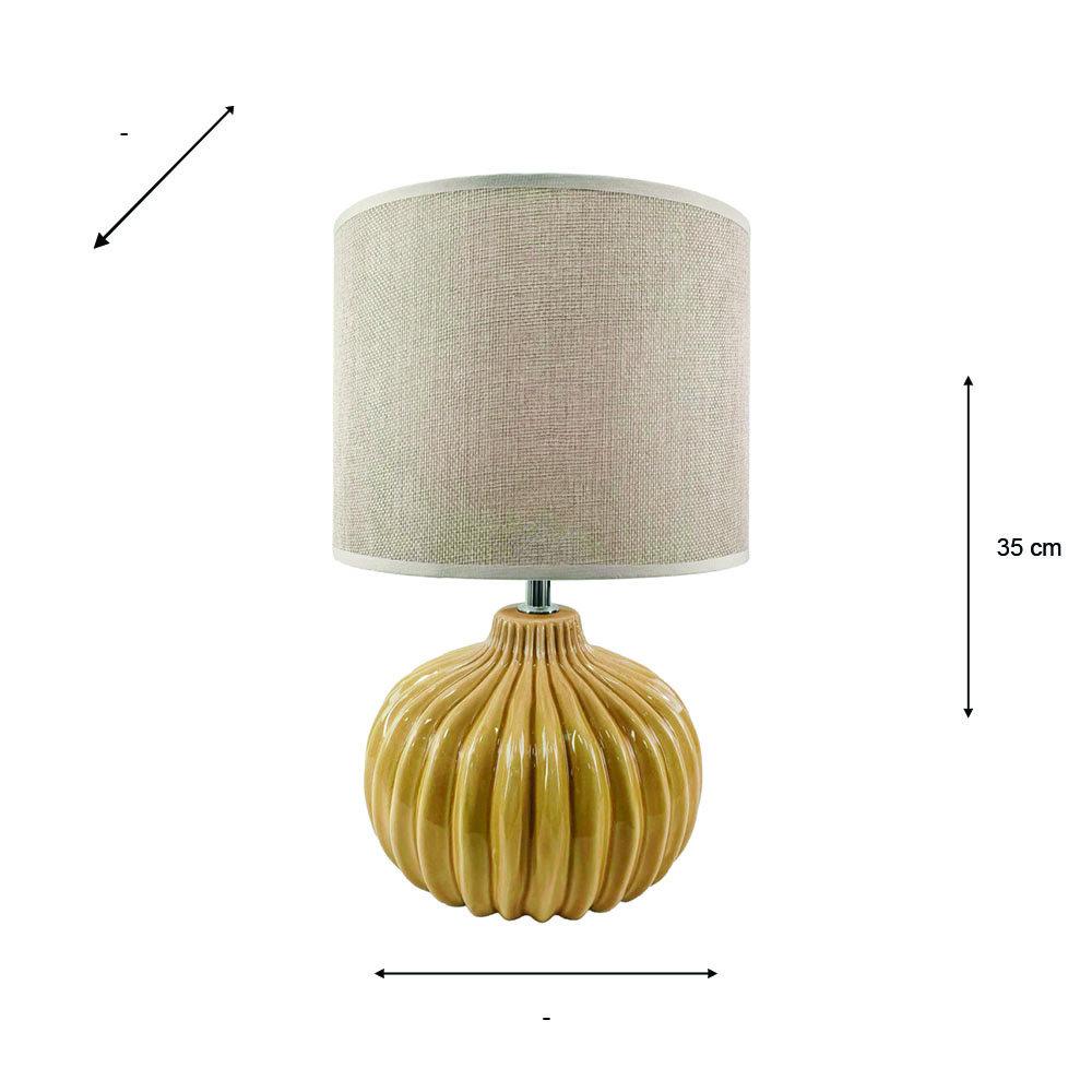 Dakota ceramic lamp muted yellow 35cm