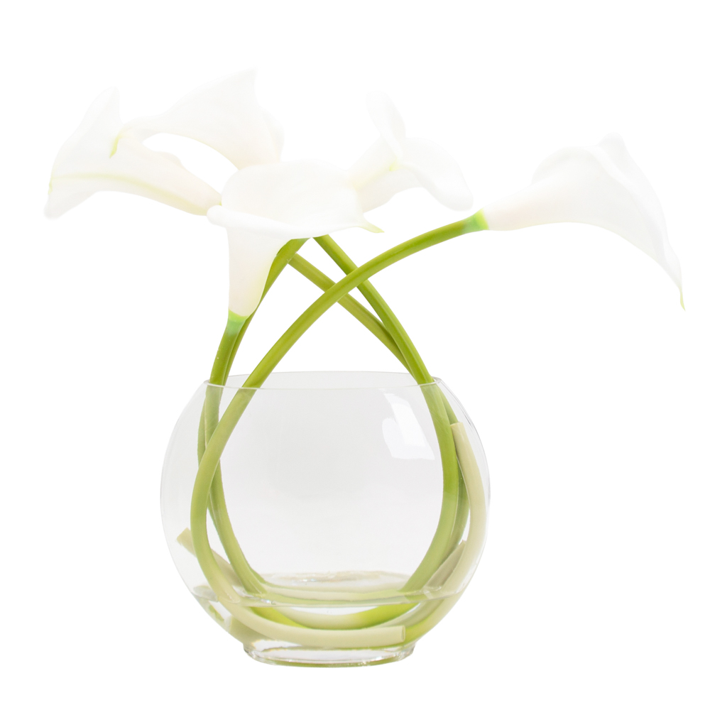Real touch calla lillies vase with faux water 29cm