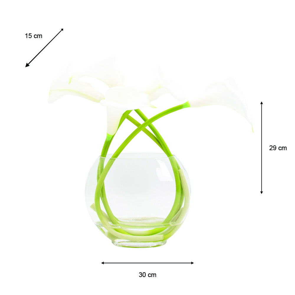 Real touch calla lillies vase with faux water 29cm