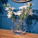 Real touch lillies crossed stem vase with faux water 50cm