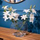 Real touch lillies crossed stem vase with faux water 50cm