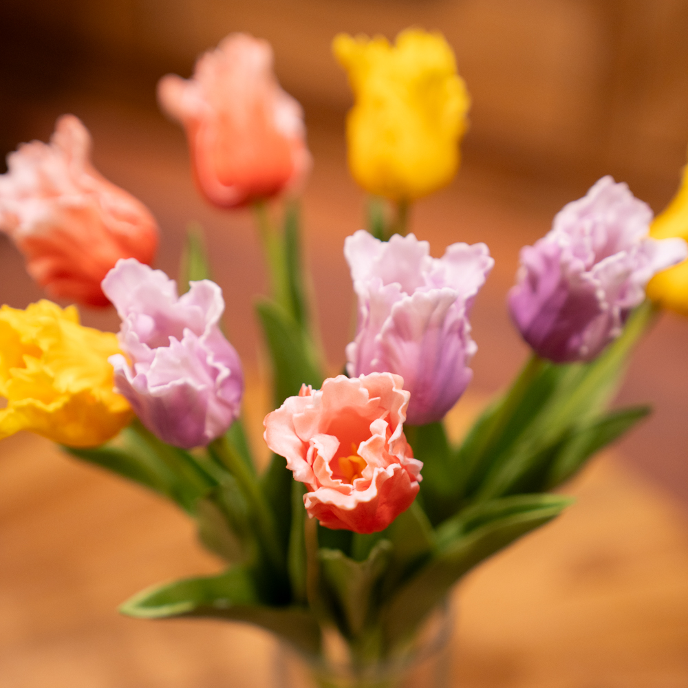 Real touch tulips bundle vase with faux water 33cm