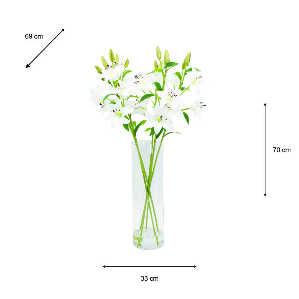 Real touch lillies vase with faux water 70cm