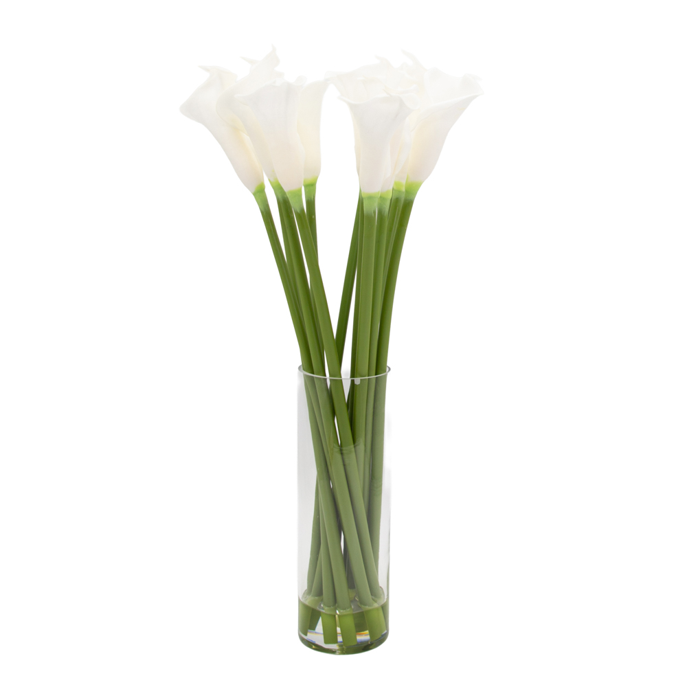 Real touch calla lillies vase with faux water 60cm