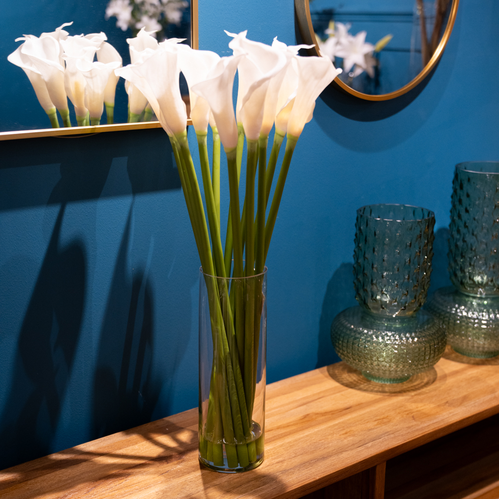 Real touch calla lillies vase with faux water 60cm