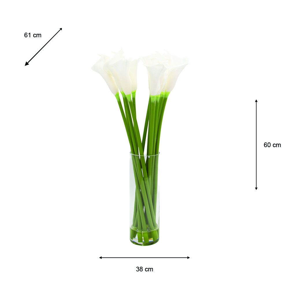 Real touch calla lillies vase with faux water 60cm