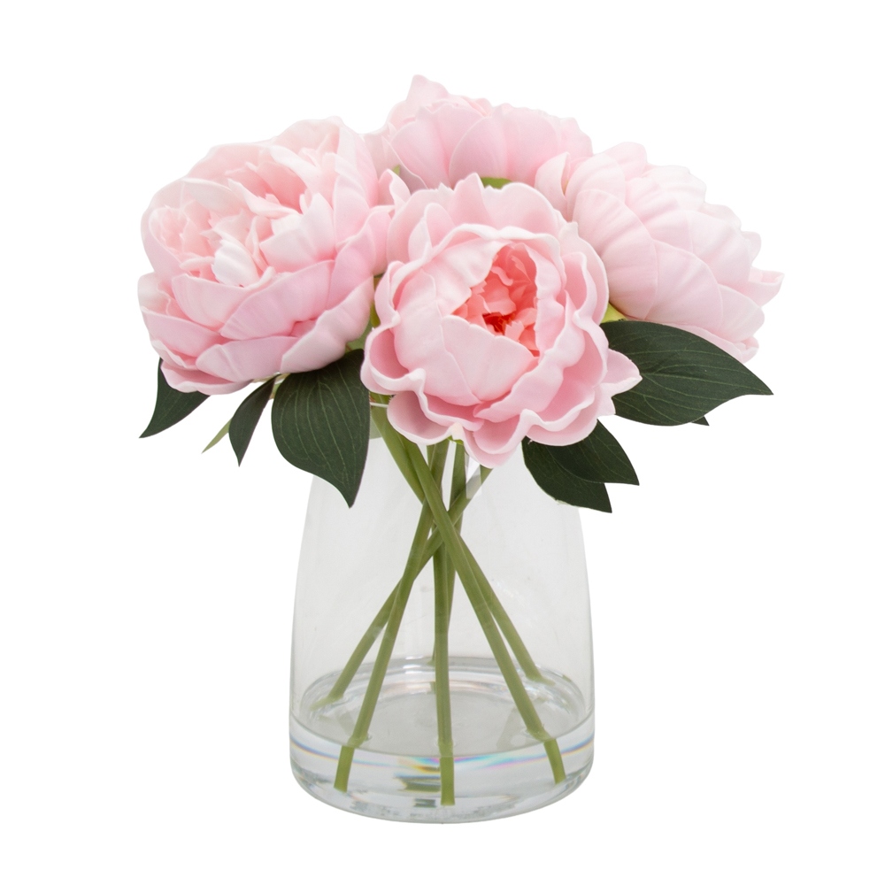 Real touch peony vase with faux water 27cm