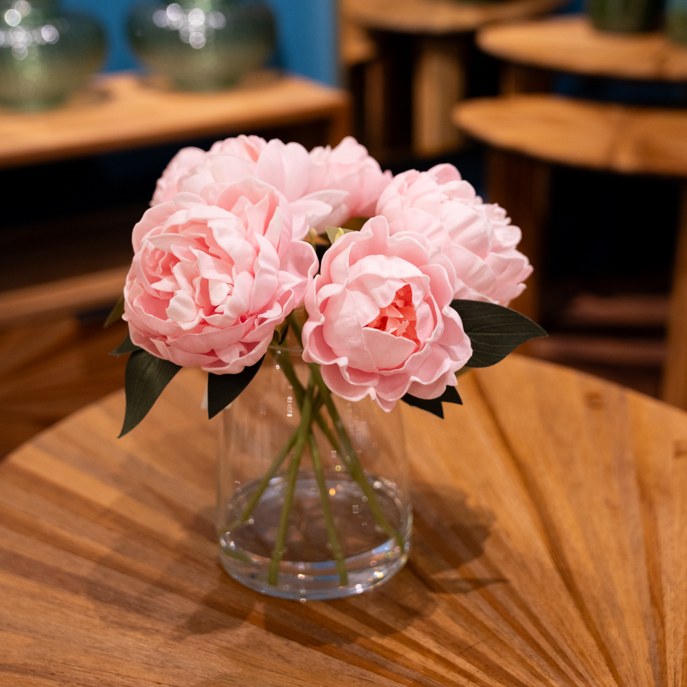 Real touch peony vase with faux water 27cm