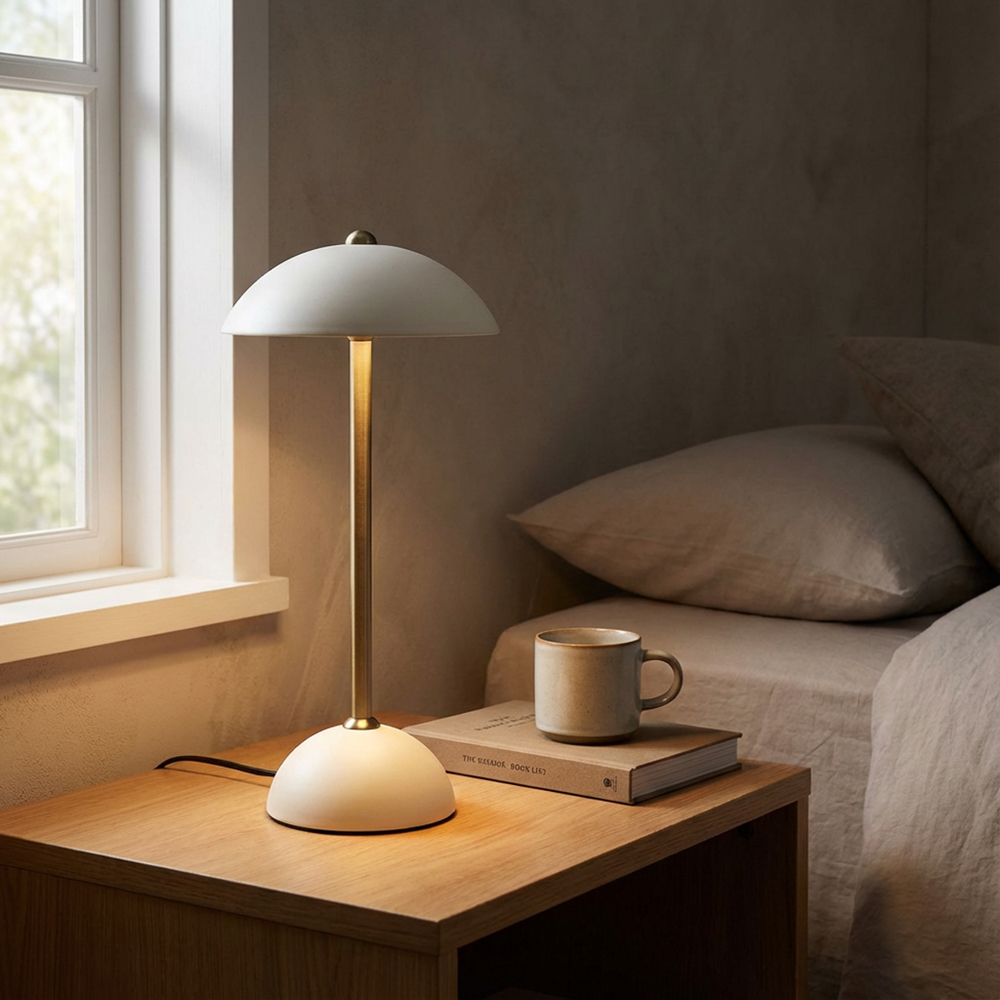 Apollo usb rechargeable lamp matt ivory