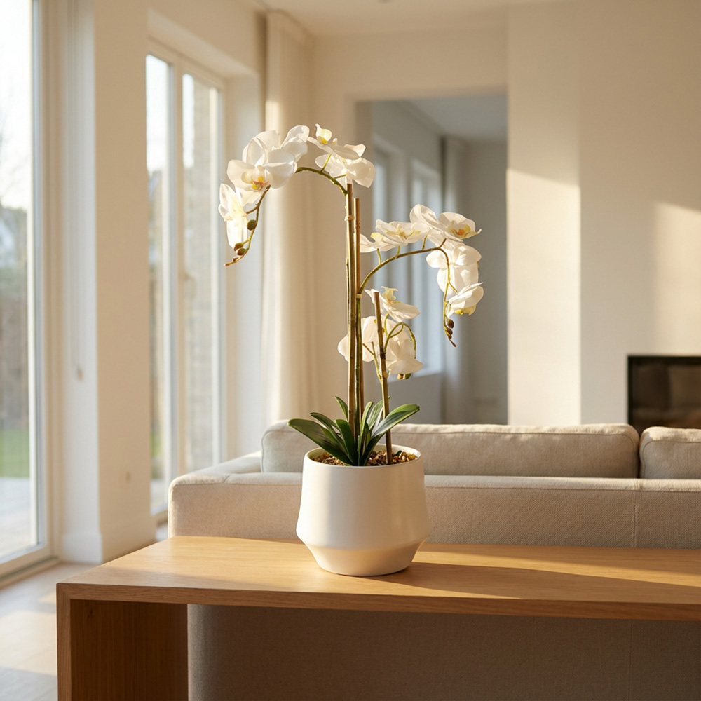 Potted orchid white 55cm