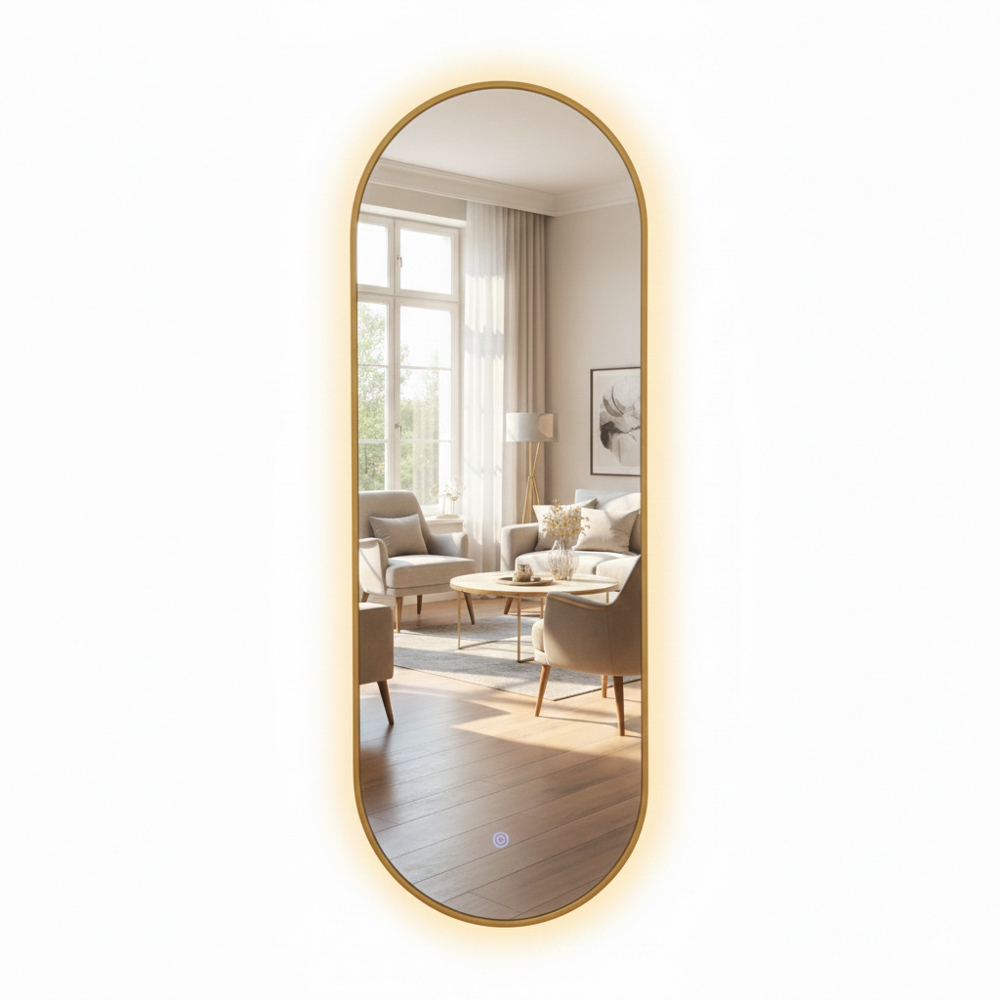Led modena backlit runway mirror gold 120cm