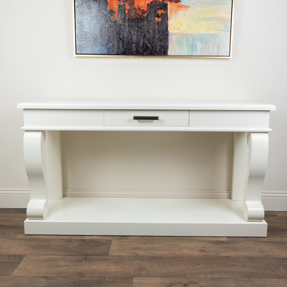 Scroll ivory 150cm sideboard table w/drawer