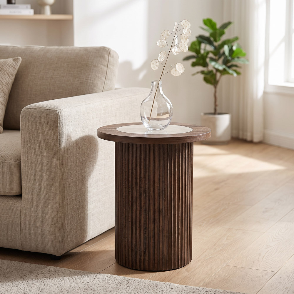 Sorrento side table teak with porcelain top 45cm