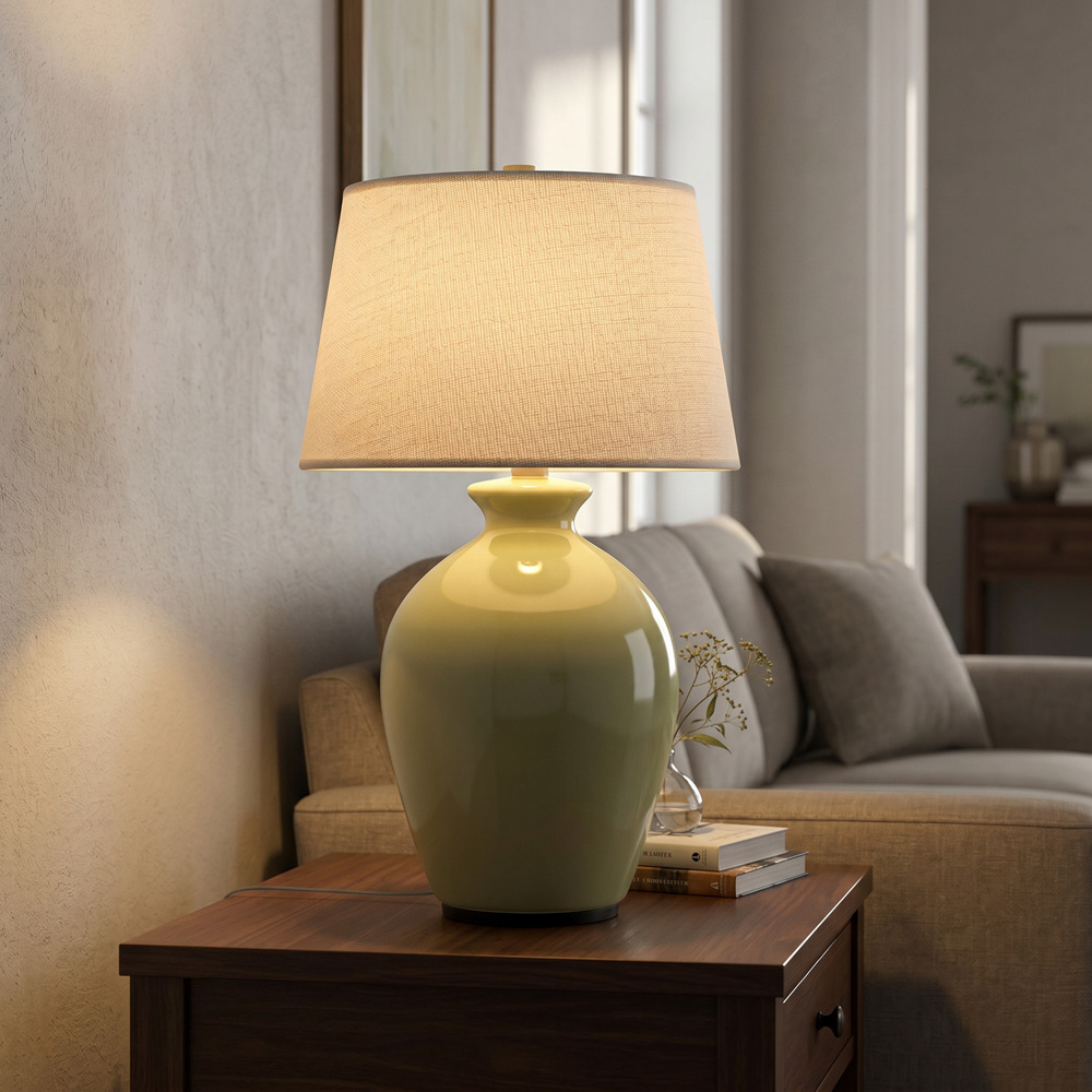 Aster ceramic rechargeable lamp green