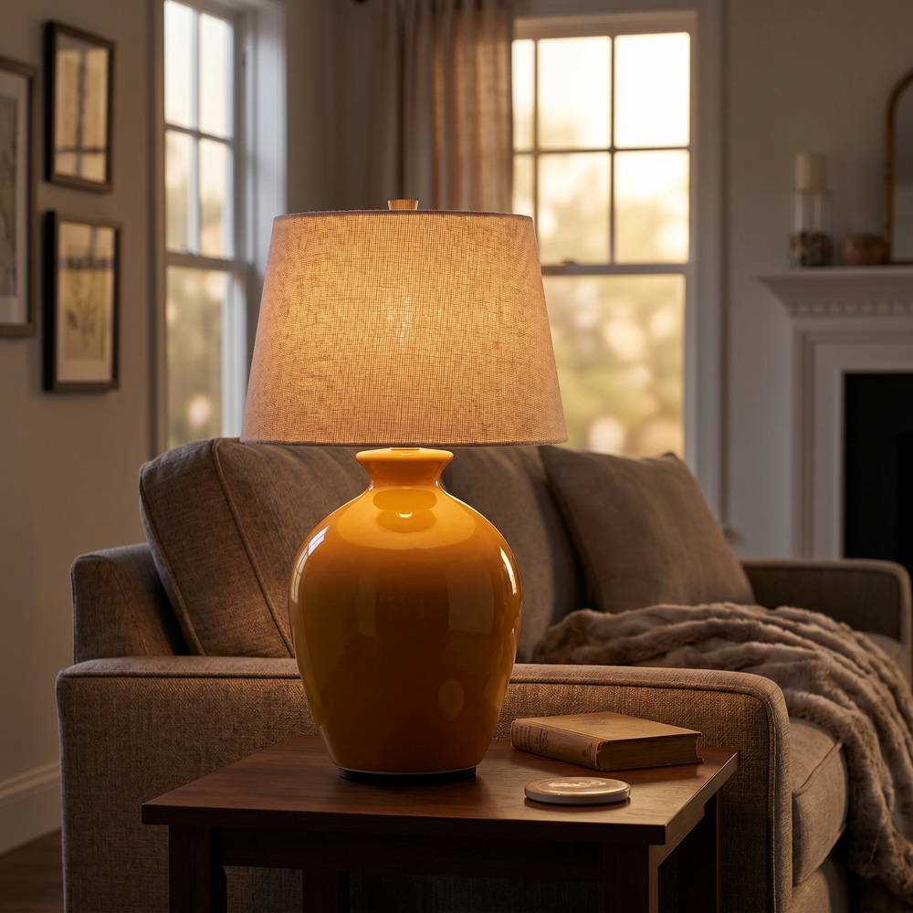 Aster ceramic rechargeable lamp mustard