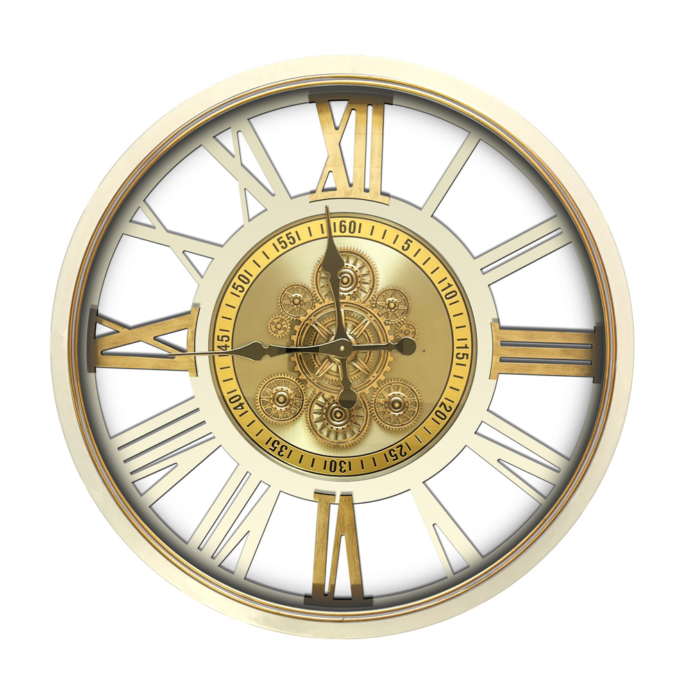 Old town skeleton gears clock ivory 80cm