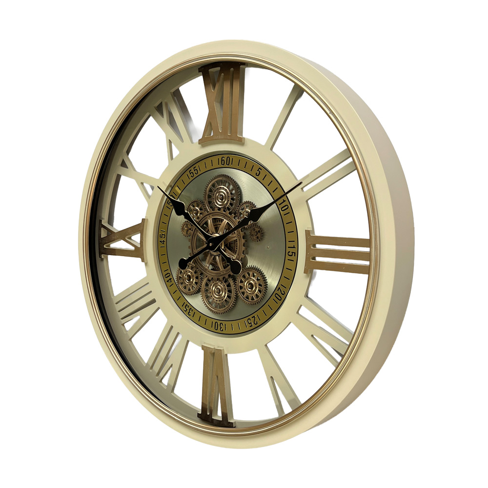 Old town skeleton gears clock ivory 80cm
