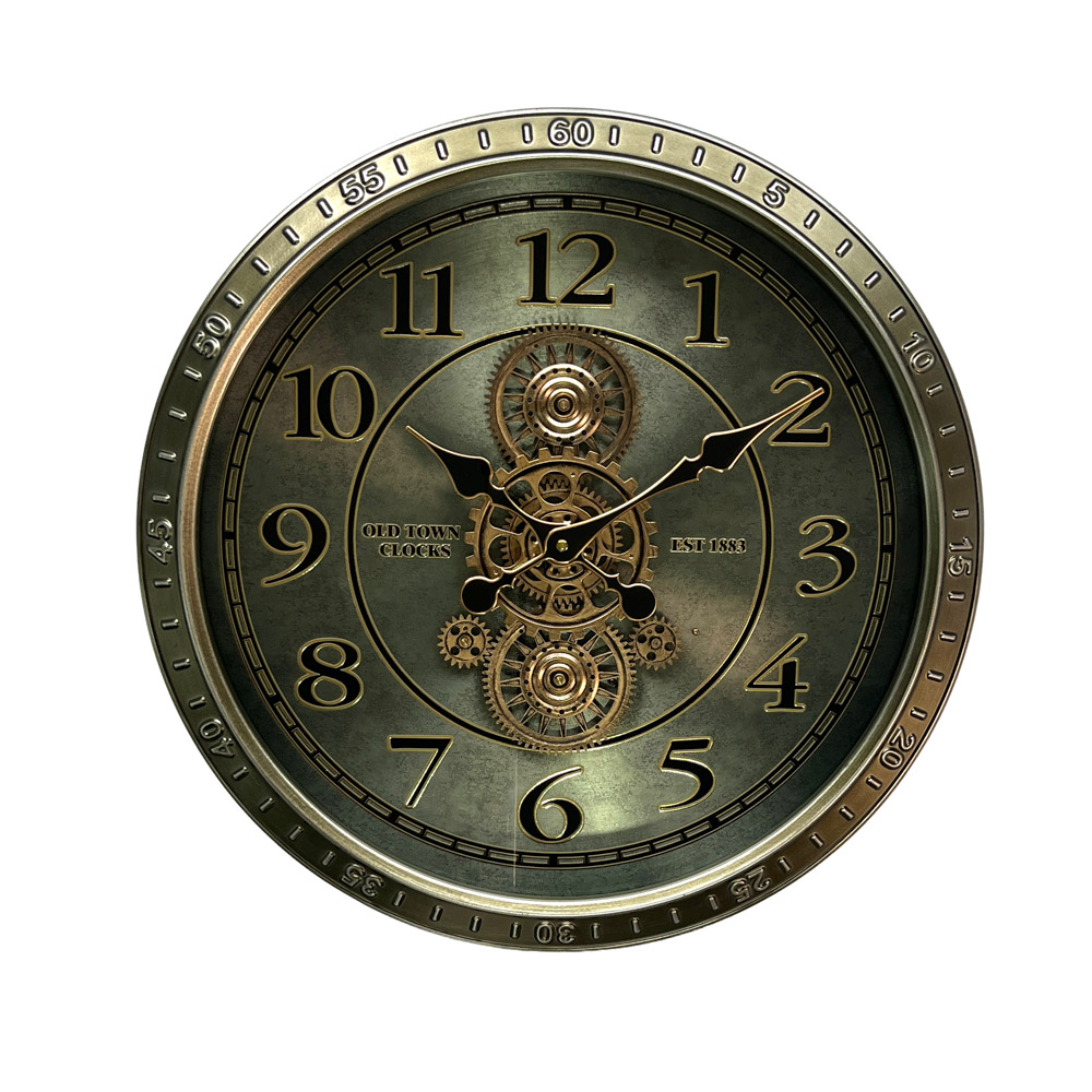 Old town gears clock champagne 50cm