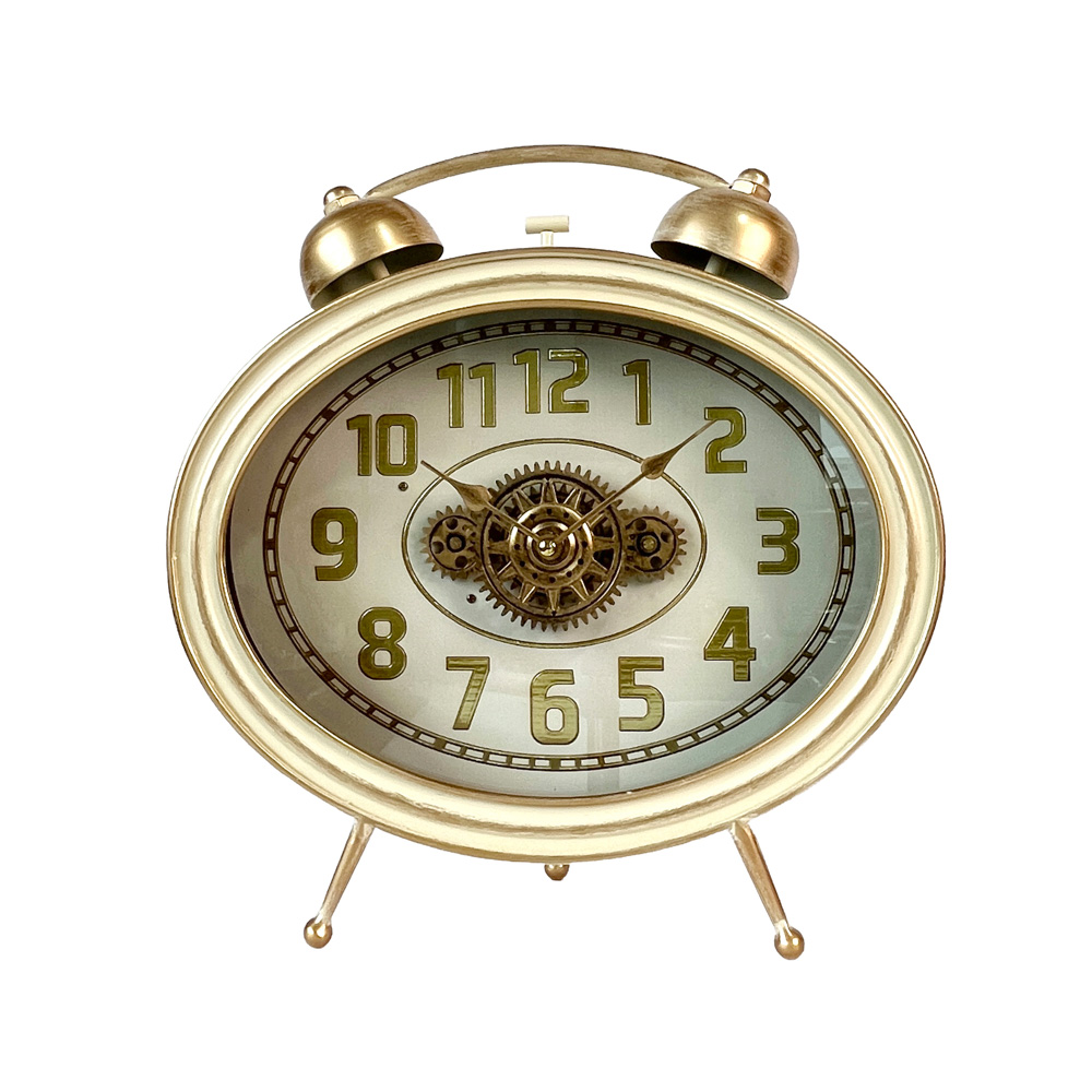 Gears mantel clock oval ivory