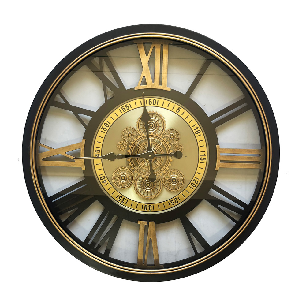 Old town skeleton gears clock ivory 50cm