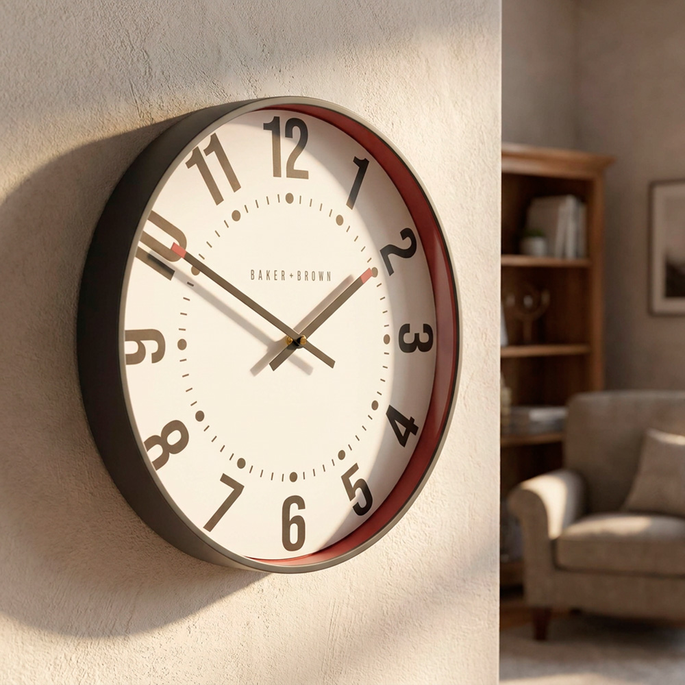 Baker and brown clock sorrento red 40cm