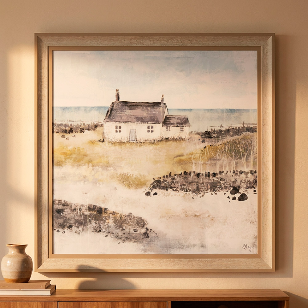 Framed print highland cottage 80x80cm