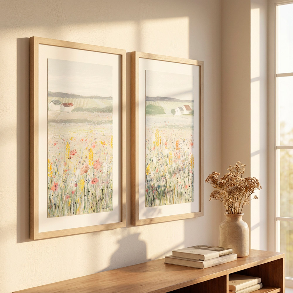 Framed print country escape/summer fields 2 asst