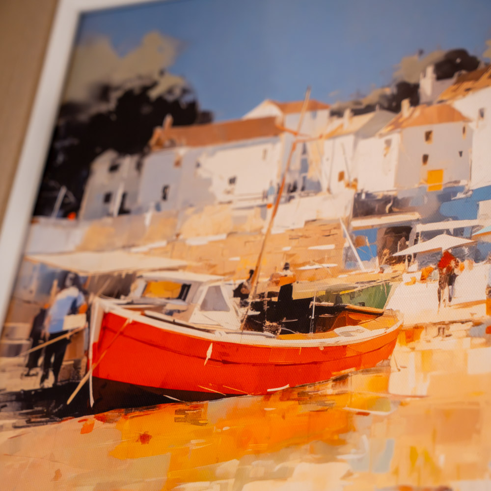 Framed print harbour glow/golden cove 50x50cm