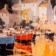 Framed print harbour glow/golden cove 50x50cm