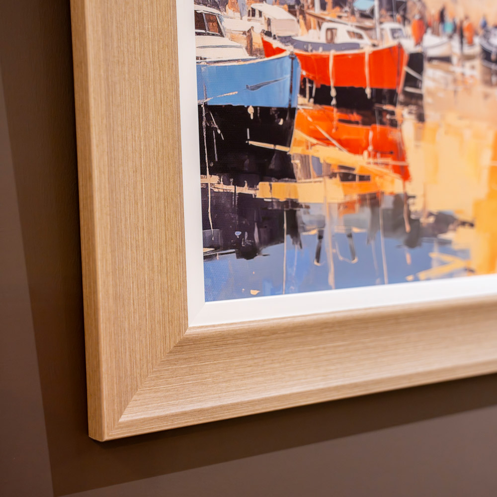Framed print harbour glow/golden cove 50x50cm