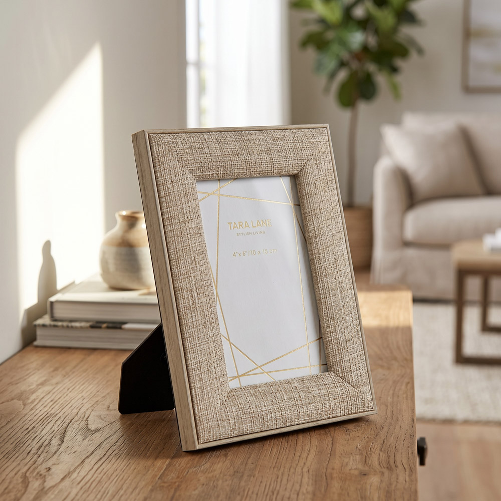 Beige linen photo frame 4x6