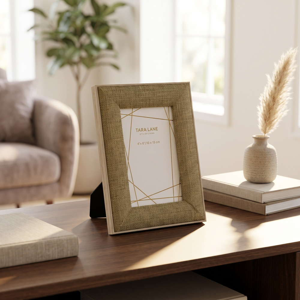Olive linen photo frame 4x6