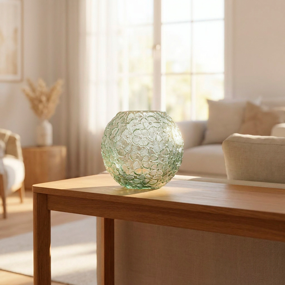 Ombre flower ball glass vase 18cm