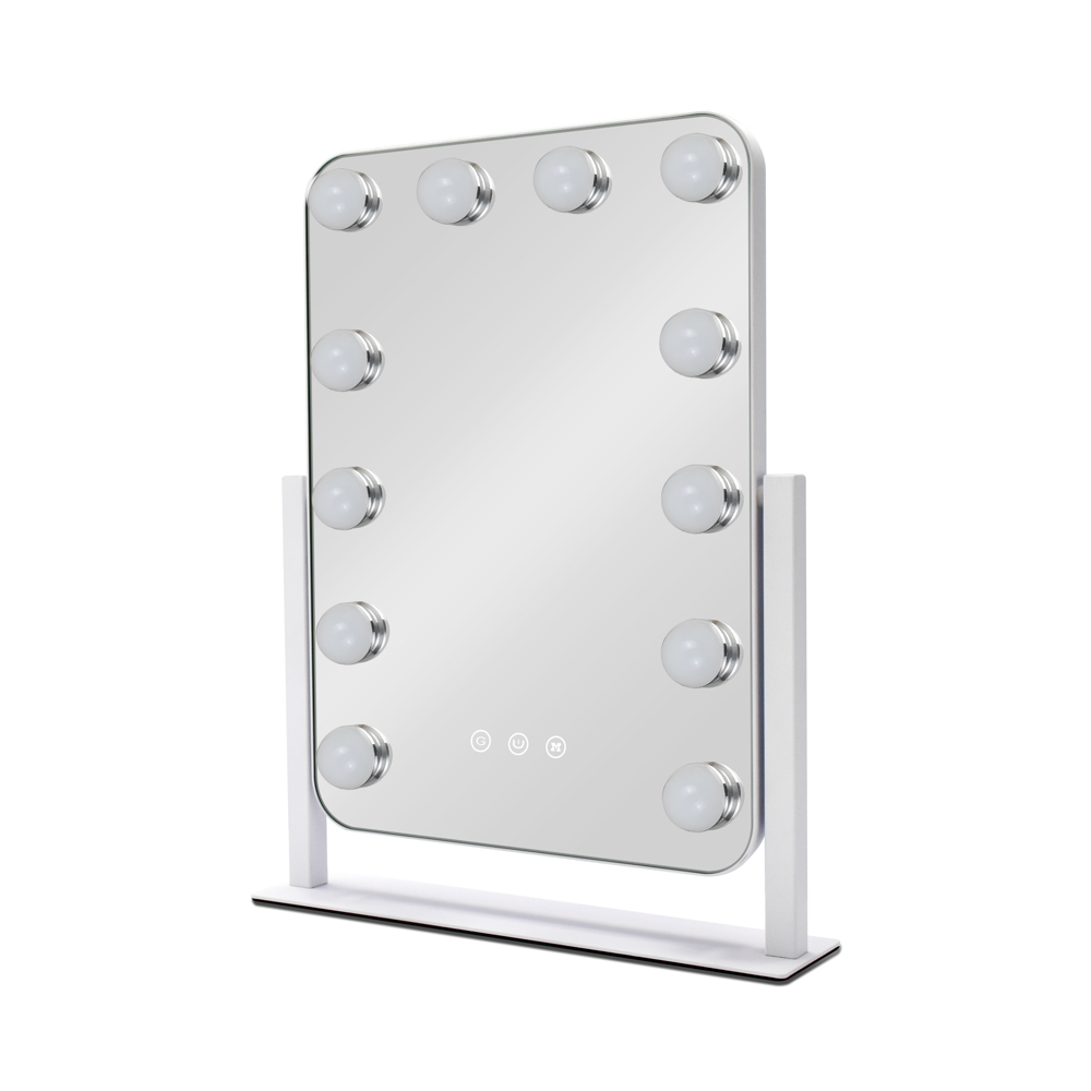 Hollywood rect vanity mirror white 42cm