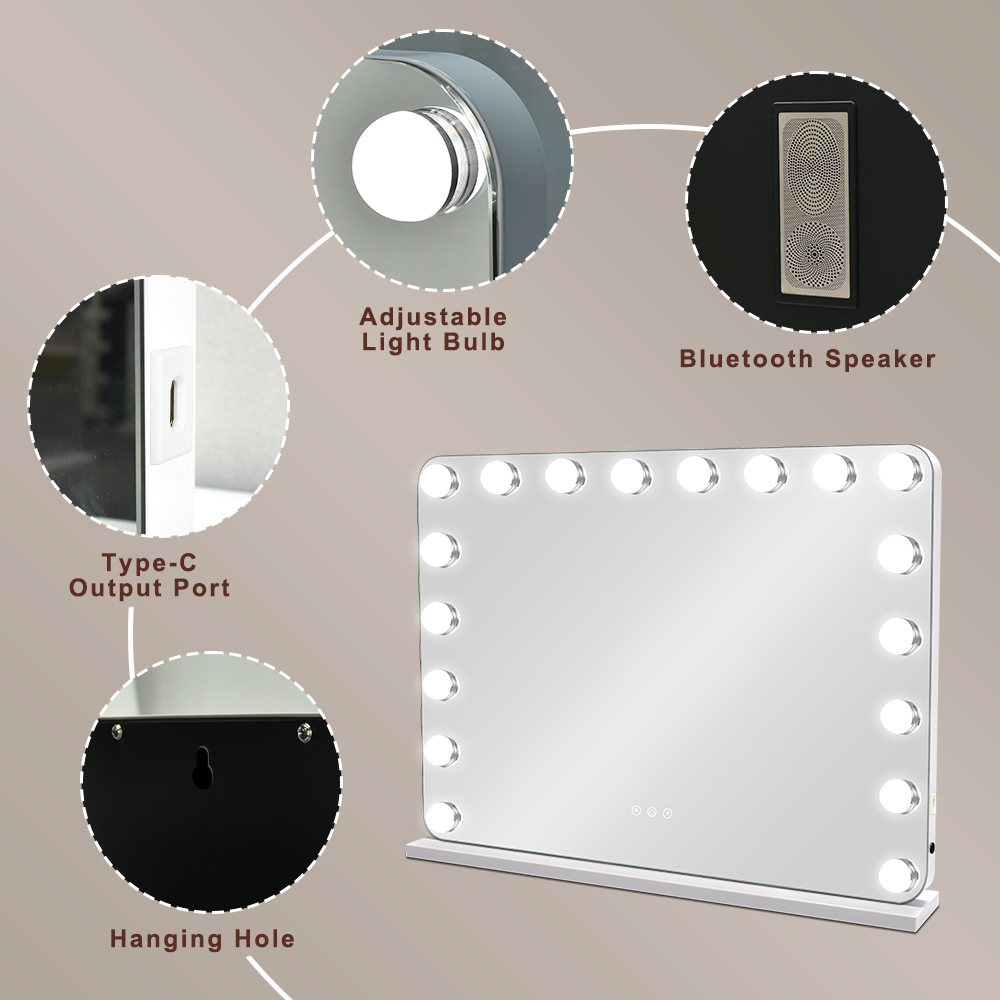 Hollywood bluetooth mirror white 62cm