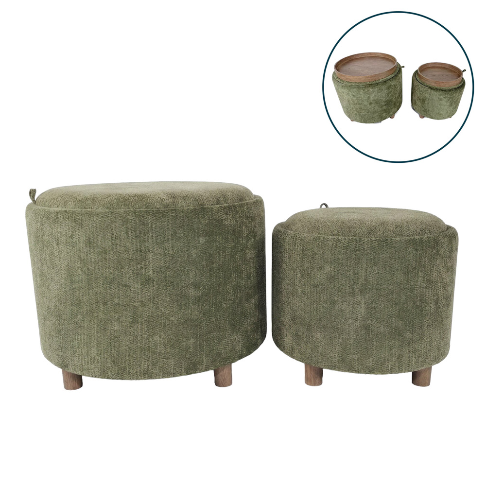 Ivy s/2 tray table stools green