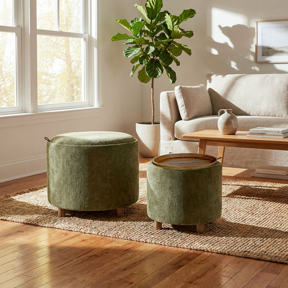 Ivy s/2 tray table stools green
