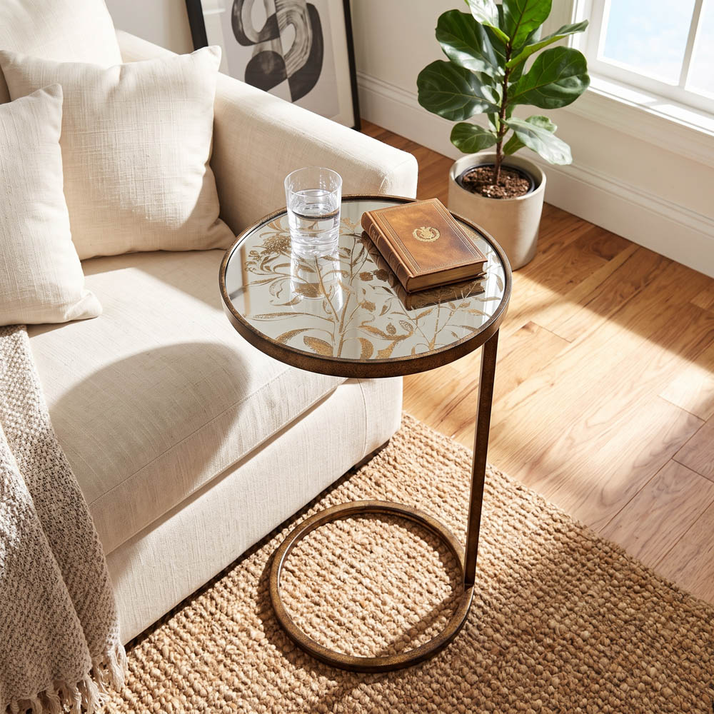 Vela pedestal side table gold