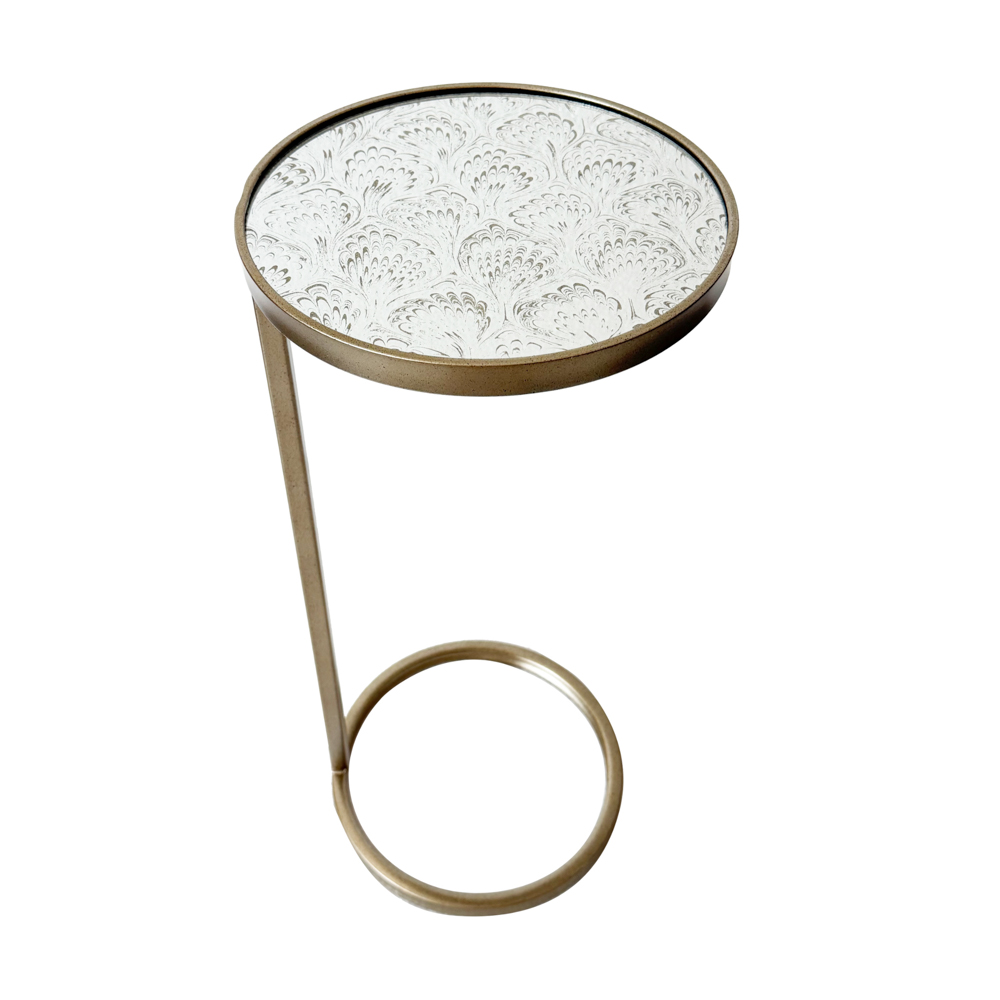 Lyra pedestal side table champagne