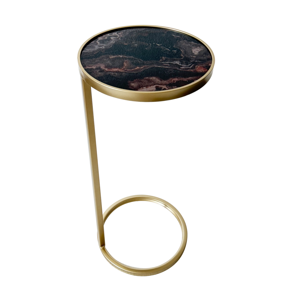 Nyra pedestal side table gold
